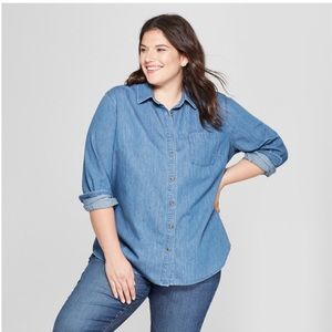 Ava&Viv medium wash denim shirt